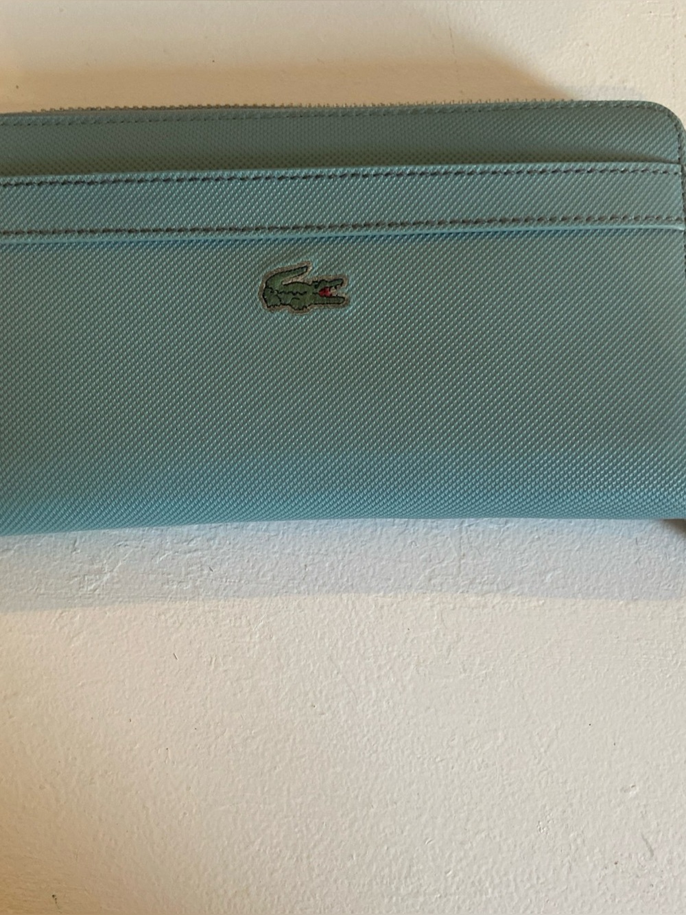 Lacoste Women's Mint Green Zip-Around Wallet with Crocodile Logo